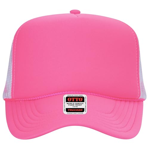 BROTHER TRUCKERS The World's Greatest Neon Colored Trucker Hat Blanks - Wholesale Bulk Unisex Snapback Hats - color: Neon Pink/Neon Pink/White
