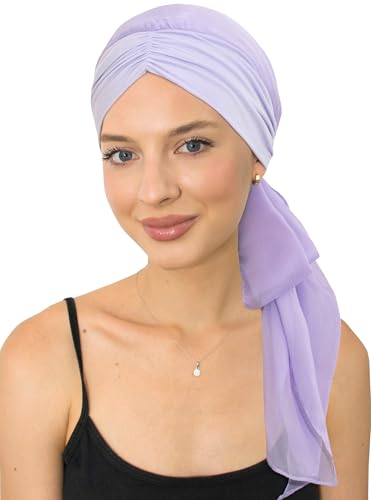 CAPLORD Chemo Headwrap for Women Turban Headwear for Cancer Patients Skull Cap Hair Loss Cover Lightweight Head Covering Hat - color: Lavender