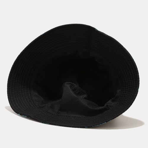 Quanhaigou Bucket Hats Unisex Summer Travel Beach Fisherman Cap for Men Women Teens - color: Black Blue Tree