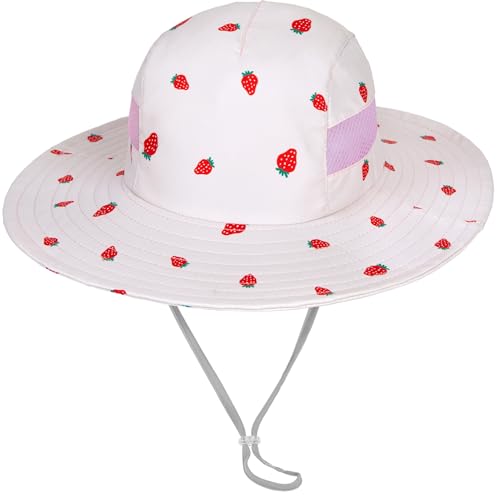 ICOSY Sun Hat for Kids Girls, UPF 50+ Wide Brim Beach Hat for Toddler - color: Off-white