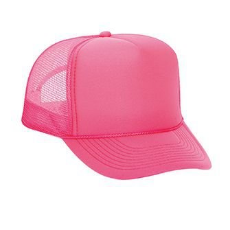 OTTO Neon Polyester Foam Front 5 Panel High Crown Mesh Back Trucker Hat - color: N. Pink