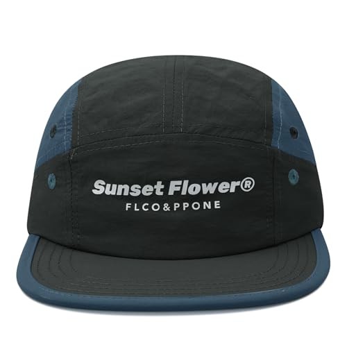 Croogo Quick Drying 5 Panel Baseball Cap Colorful Lightweight Flat Bill Hat - color: M-dfb1-black