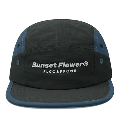 Croogo Quick Drying 5 Panel Baseball Cap Colorful Lightweight Flat Bill Hat - color: M-dfb1-black