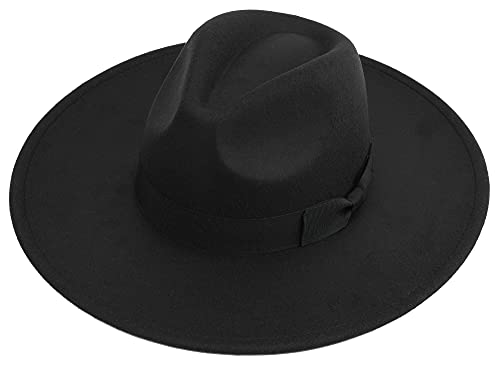 Pro Celia Big Wide Brim Women Fedora Hat - color: Black