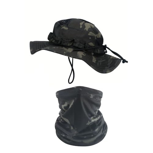 Sun Hat Breathable Boonie Hats for Men Women Fishing Safari Bucket Hat Cap Hunting Outdoor Hiking Camping - color: Suit-blackcp