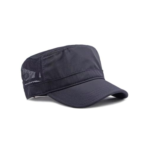 FASHIXD Mesh Military Hat for Men Summer Army Cap Quick Qry Short Bill Hat Cadet Cap - color: Dark Blue