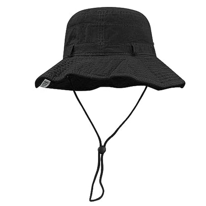 Clakllie Reversible Packable Boonie Fishing Hat UV Protection Sun Beach Hat - color: S-hjy6-black