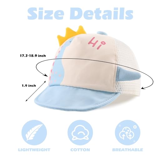 JANGANNSA Baby Duck Cap Infant Kids Sun Hat Bear Cute Cartoon Caps Spring Summer - color: Polka Mesh Blue, size: 3-18 Months