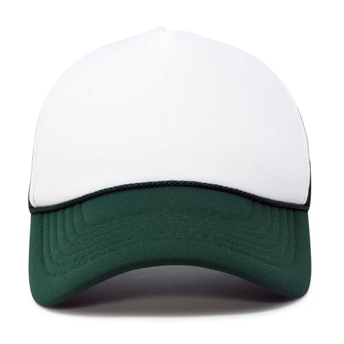 DALIX Two Tone Trucker Hat Summer Mesh Cap with Adjustable Snapback Strap - color: Green White, size: One Size