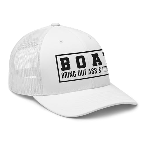 NG Boat Bring Out Ass and Titties Curved Bill Trucker Hat Mid Crown Adjustable Funny Adult Humor Cap - color: White