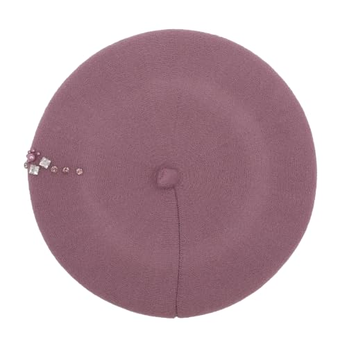 ZLYC Women French Beret Hat Winter Knitted Stretchable Beret Artist Cap - color: Rhinestone Lavender