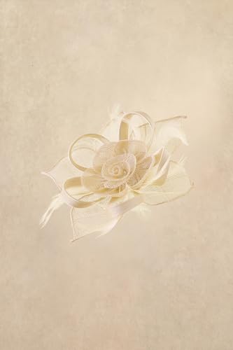 BABEYOND Fascinator Hats for Women Linen Flower Feather Tea Party Derby Hat - color: Beige