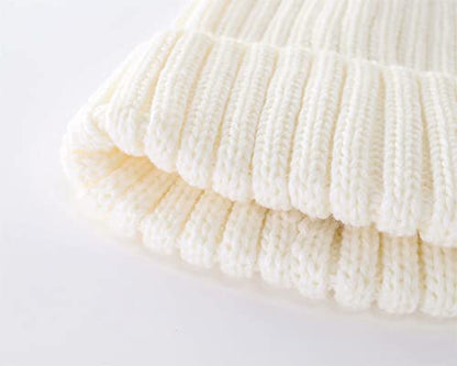 Connectyle Women's Rib Knit Cuffed Beanie Hat Stretch Acrylic Winter Hat Thick Warm Snow Ski Cap - color: White