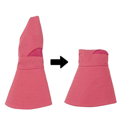 Muryobao Women's Ponytail Sun Hat UV Protection Foldable Mesh Wide Brim Beach Fishing Hat - color: Pure Watermelon Red