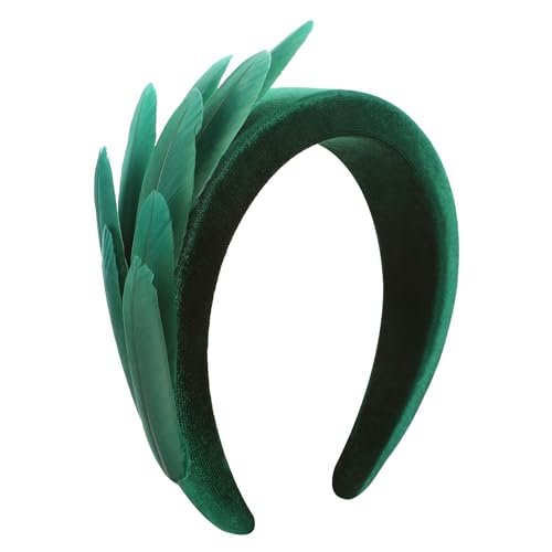 Zinniday Fashion Vintage Feather Headband - 1920s Headband Hat Cocktail Wedding Tea Party Headpiece for Women Girl - color: Green