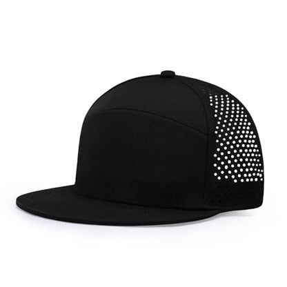 Mens Oversize XXL Flat Brim Baseball Cap - color: Black