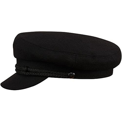 Sterkowski "Maciejówka Model 3" Fisherman Style Fiddler Cap | Wool Fiddler Cap for Men and Women | Warm Wool Captain Cap - color: Black, size: 7