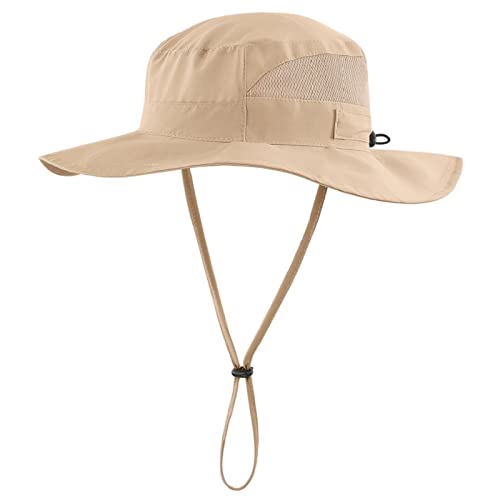 Connectyle Toddler Kids Sun Hat UPF 50+ UV Protection - Boys & Girls Wide Brim Bucket Hats for Outdoor Summer, Ages 2-6 - color: Khaki, size: 2-4T