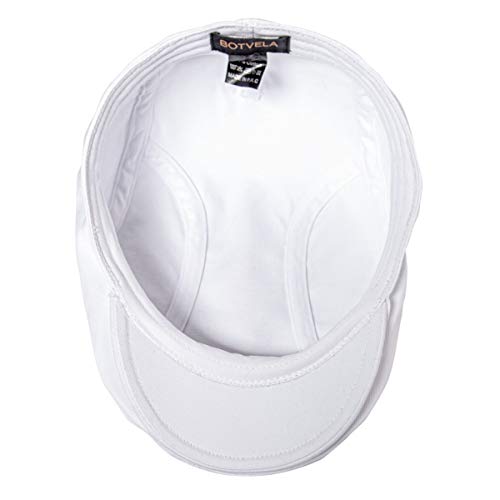 BOTVELA Men Cotton Twill Newsboy Flat Hat Fitted Cap - color: White, size: 7 5/8