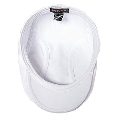 BOTVELA Men Cotton Twill Newsboy Flat Hat Fitted Cap - color: White, size: 7 3/8