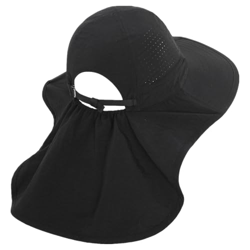 Sun Hats for Men Women with Neck Flap UPF 50+ UV Protection Wide Brim Bucket Hat Safari Hiking Fishing Hats - color: Black