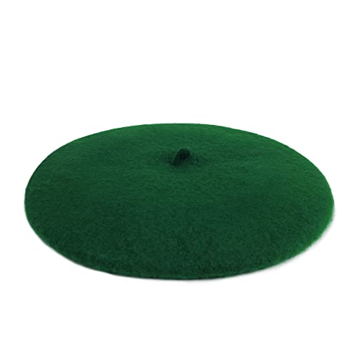 Wheebo Berets for Kids Wool French Beret Hats Artist Painter Hats for Little Girls Boys Solid Color Style - color: Dark Green