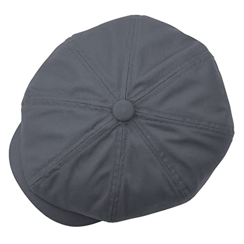 BOTVELA Men's Newsboy Flat Cap 100% Cotton Cabbie Hat - color: Dark Grey, size: 7 3/8