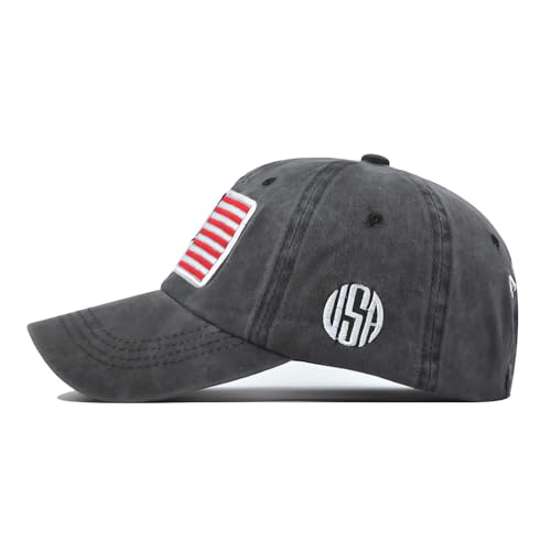 American Flag Baseball Caps Embroiderred USA Flag Patriotic Dad Hat Adjustable Trucker Hats for Men Women - color: American Flag Black