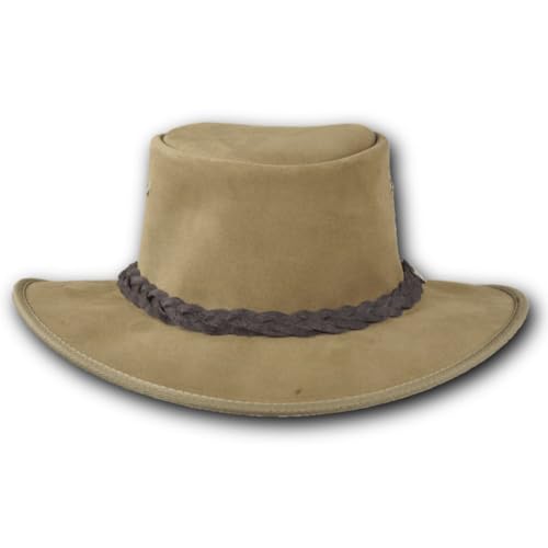Barmah Hats Foldaway Cattle Suede Leather Hat - Item 1061 - color: Hickory, size: Large