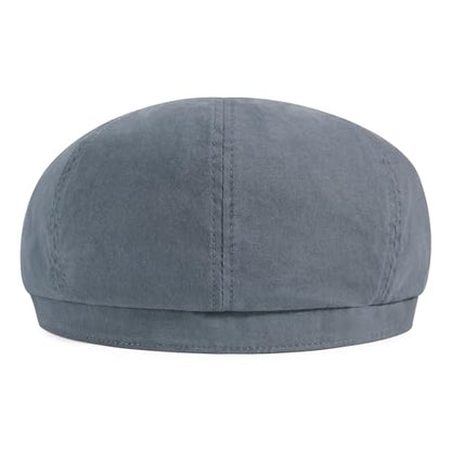 BOTVELA Men's Newsboy Gatsby Hat Cotton Cabbie Cap - color: Grey, size: 7 1/4