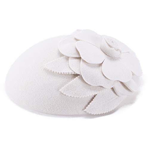 Lawliet Womens Dressy Fascinator Beret Wool Felt Pillbox Hat Wedding Occasion Headpiece A083 - color: Ivory