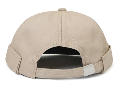 DIYDECAL Retro Brimless Skullcap Hat Docker Cap,Sailor Worker Hat Beanie Hat for Mens - color: Beige