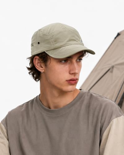 Croogo Quick Dry Short Brim Baseball Cap 5 Panel Lightweight Running Hat - color: Ddy1-khaki