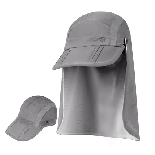 Tirrinia UPF 50+ Fishing Hat with Removable Neck Flap, Baseball Cap - color: Light Grey