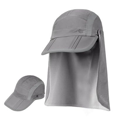 Tirrinia UPF 50+ Fishing Hat with Removable Neck Flap, Baseball Cap - color: Light Grey