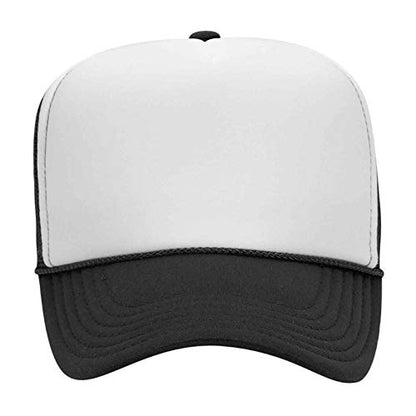 OTTO Wholesale 12 x Polyester Foam Front 5 Panel High Crown Mesh Back Trucker Hat - (12 Pcs) - color: Blk/Wht/Blk