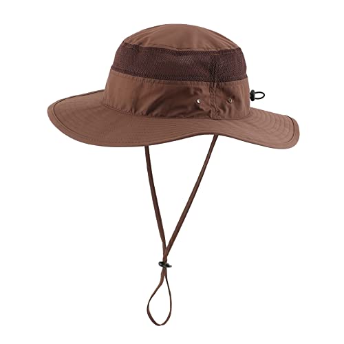 Home Prefer UPF 50+ Men's Sun Hat Wide Brim Bucket Hat UV Protection Hat for Mens Womens Beach Safari Gardening Golf Fishing - color: Coffee