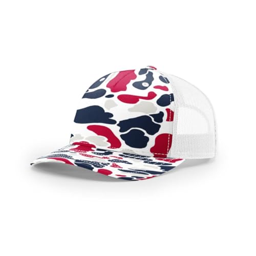 Richardson 112FP & 112PFP Classic Fit Five-Panel Snapback Trucker Cap |OSFM - color: Americana Duck Camo/White