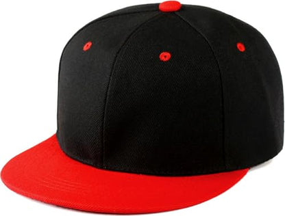 Snapback Hat Flat Bill Visor Hats Adjustable Hip Hop Baseball Cap for Women Men - color: Black Red
