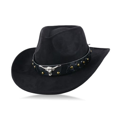 Universal Cowboy Hat for Men and Women,Wide Brim Suede Panama Hat, Adjustable Design, Soft Lightweight (Black1)