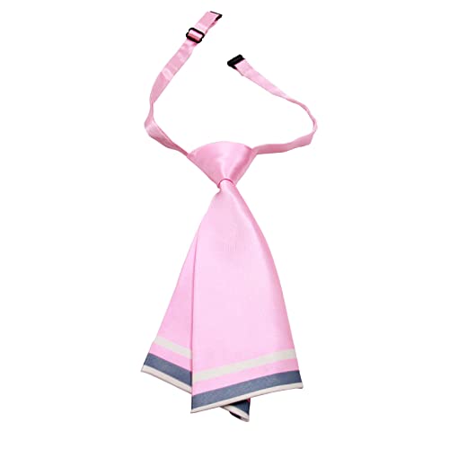 Mantieqingway Women Uniform Necktie Adjustable Strap Striped Pre-tie Ties - color: Pink
