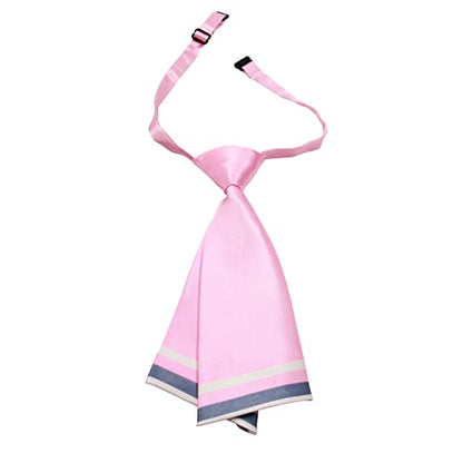 Mantieqingway Women Uniform Necktie Adjustable Strap Striped Pre-tie Ties - color: Pink
