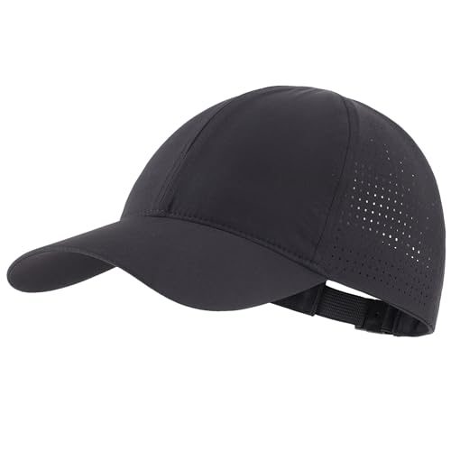 Connectyle Quick Dry Performance Run Hat for Men Women Lightweight Adjustable Sports Cap UPF 50+ Sun Protection Baseball Cap - color: Black
