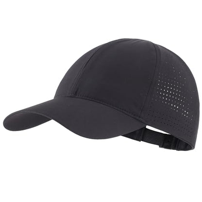 Connectyle Quick Dry Performance Run Hat for Men Women Lightweight Adjustable Sports Cap UPF 50+ Sun Protection Baseball Cap - color: Black
