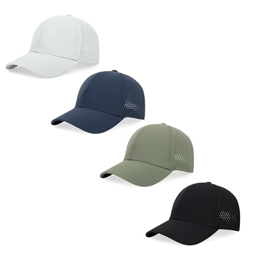 Quick Dry Baseball Cap Curved Brim Snapback Hat Mesh for Men Women - color: Black+navy+lightgrey+sagegreen