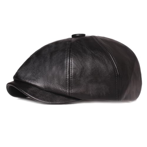 Quanhaigou Newsboy Flat Cap, Men's Vintage Gatsby Ivy Cabbie Hat, Beret Golf Driving Hats - color: Pu Black