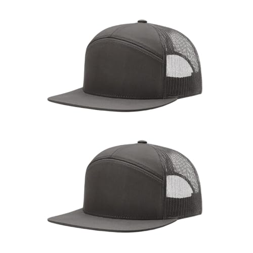 Richardson 168 Hi-Pro 7 Panel Adjustable Snapback Trucker Mesh Back Cap - color: Charcoal