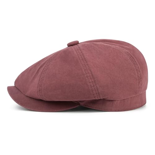 BOTVELA Men's Newsboy Gatsby Hat Cotton Cabbie Cap - color: Burgundy, size: 7 1/4