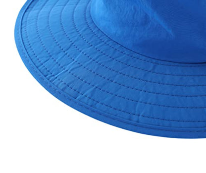 Kids Sun Protection Hat Quick Dry Adjustable Wide Brim Bucket Hat for Boys Girls Summer Fishing Hiking - color: Blue