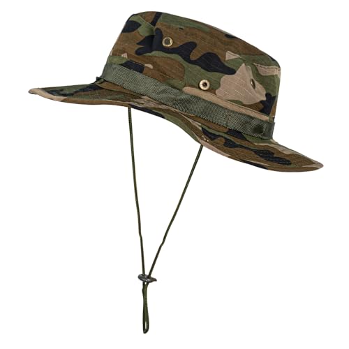 Rosoz Sun Hats for Men Women Bucket Hat UPF Protection Wide Brim Boonie Hat - color: 1pack-jungle Camo
